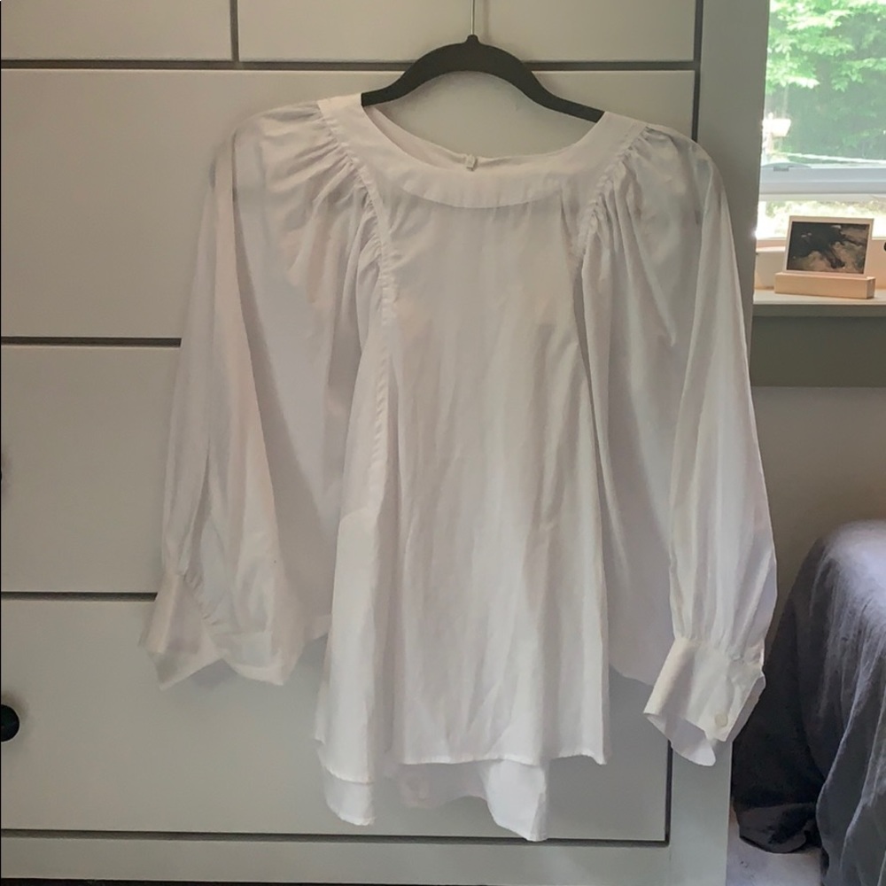 NWT ANTHROPOLOGIE balloon sleeve poplin blouse